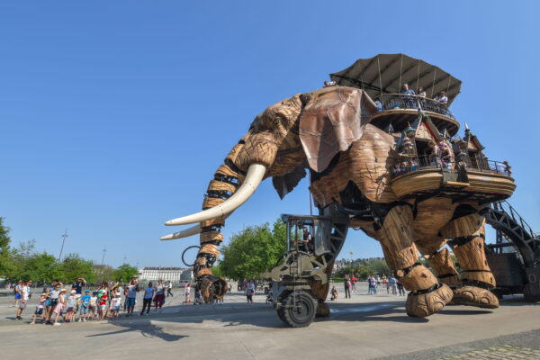The Nantes Mechanical Elephant, one of La Machine's famous creations, in action