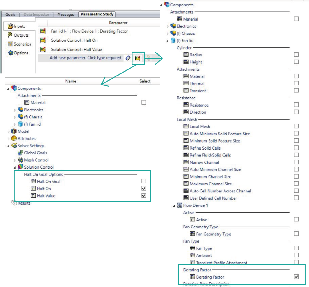 Parametric input selection - Simcenter Flotherm XT