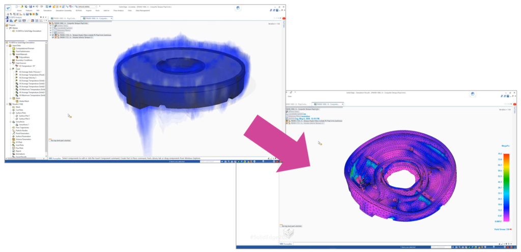 Simcenter FLOEFD results mapped onto a Solid Edge Simulation analysis.