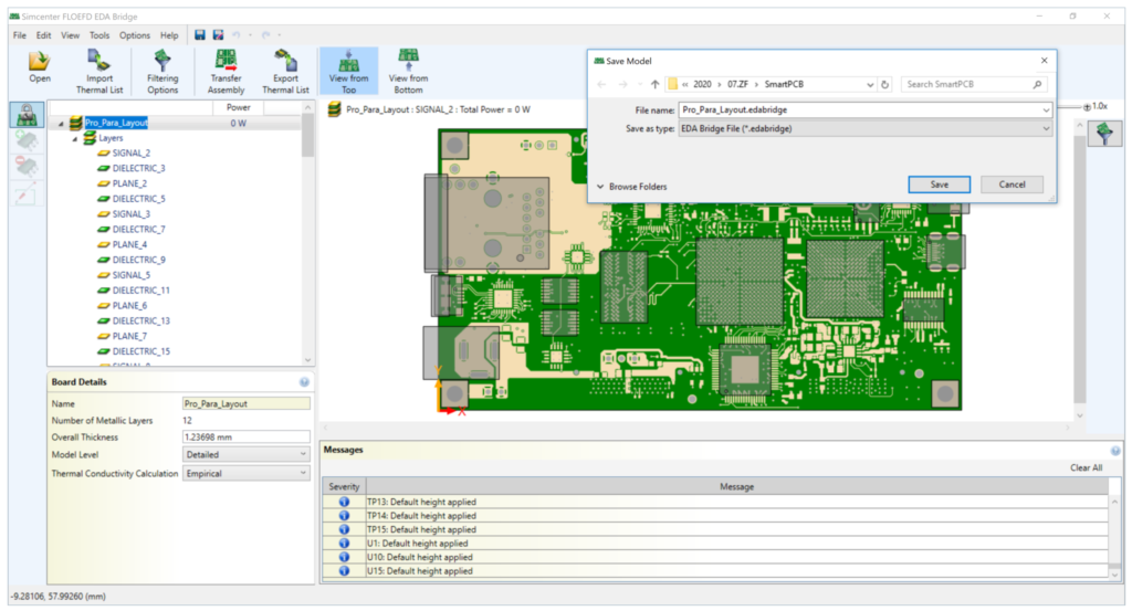 Saving changes to the Simcenter FLOEFD EDA Bridge import settings.