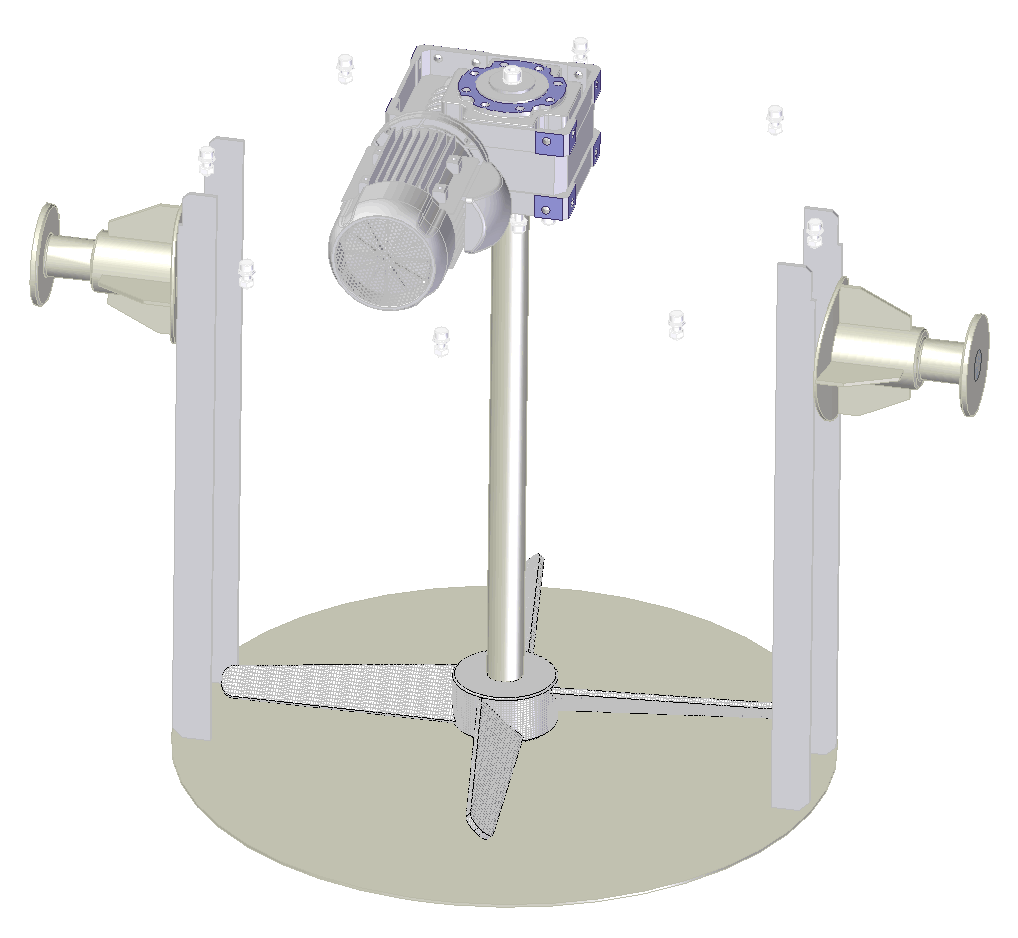 Free surface simulation with rotation for a mixing tank.