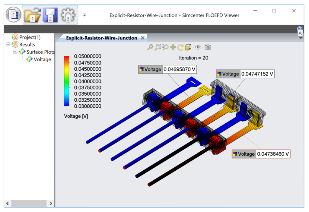 Displaying dynamic probes in Simcenter FLOEFD Viewer.