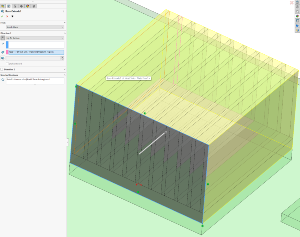 Extrude 2D sketch to create the region part in Simcenter Flotherm XT