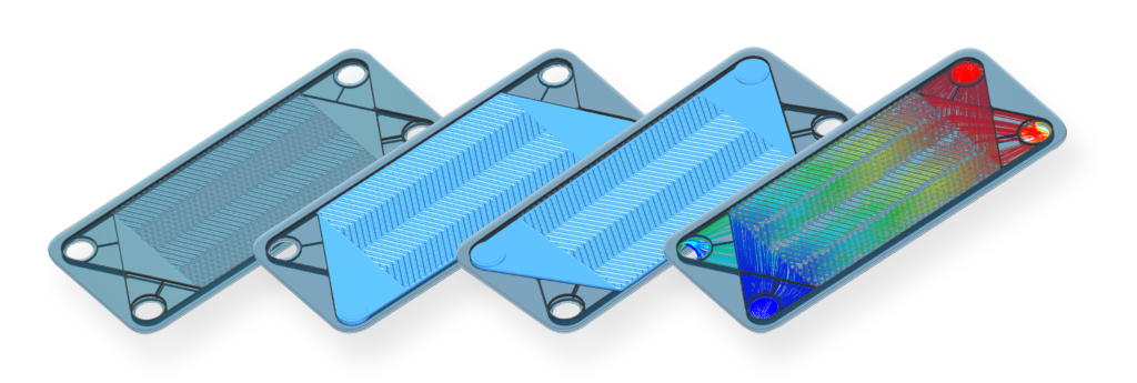 Two plates of a plate heat exchanger