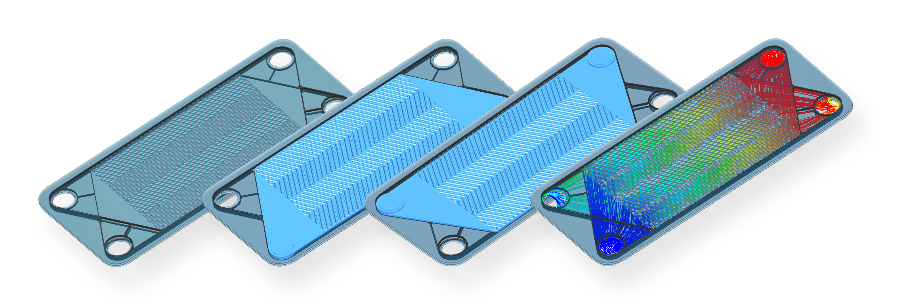 Two plates of a plate heat exchanger