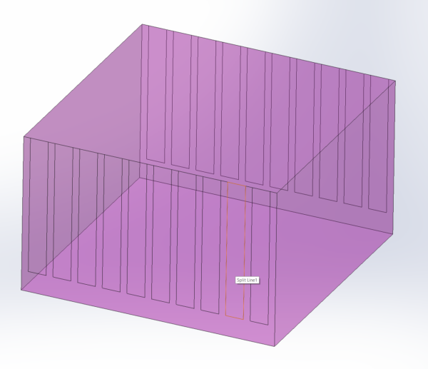 Manually created region part with split lines to create faces for post processing in Simcenter Flotherm XT