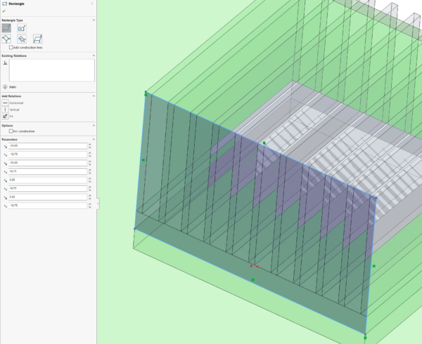 Sketch plane aligned with heat sink to create new region part in Simcenter Flotherm XT