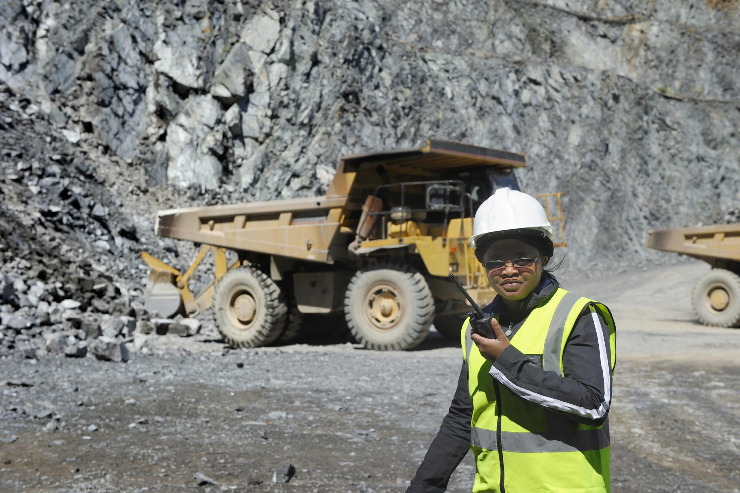 Female mine official supervises work