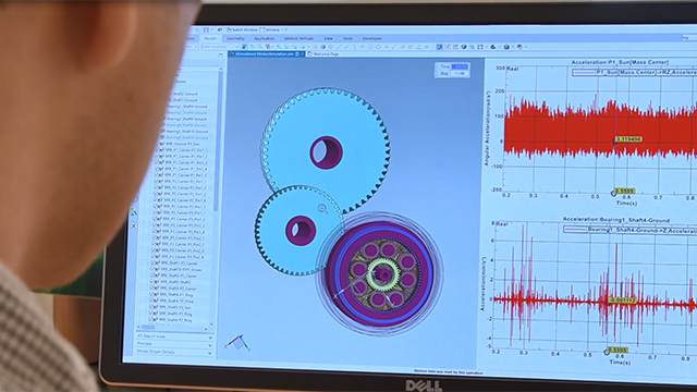 An engineer from Hyundai works on reducing gear whine using simulation software