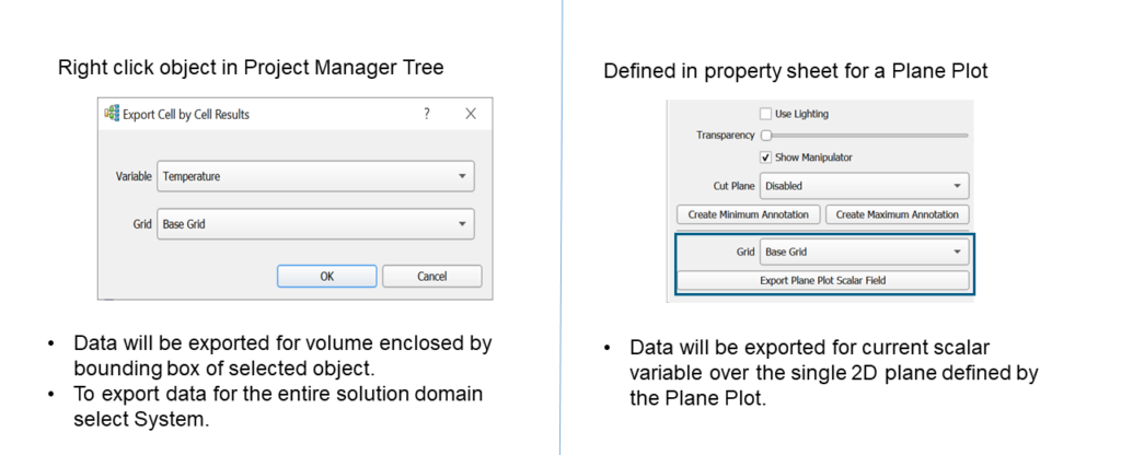 2 options for export of cell by cell results - Simcenter Flotherm 2020.2