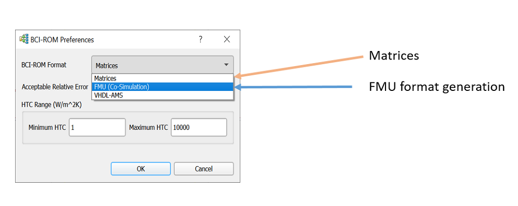 BCI-ROM Preferences Window - Simcenter Flotherm 2002.2