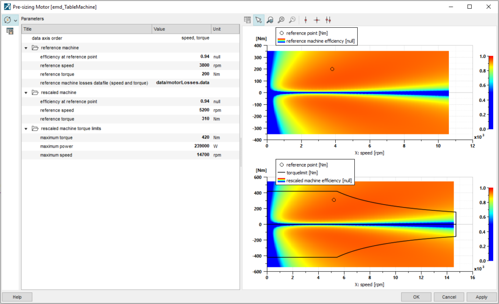 Pre-sizing Motor App tool