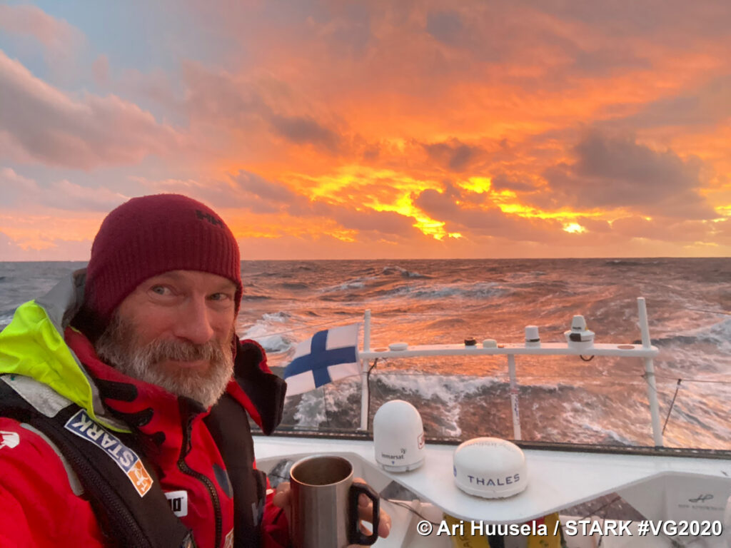 Ari Huusela of Finland sailing the STARK during the 9th Vendée Globe.