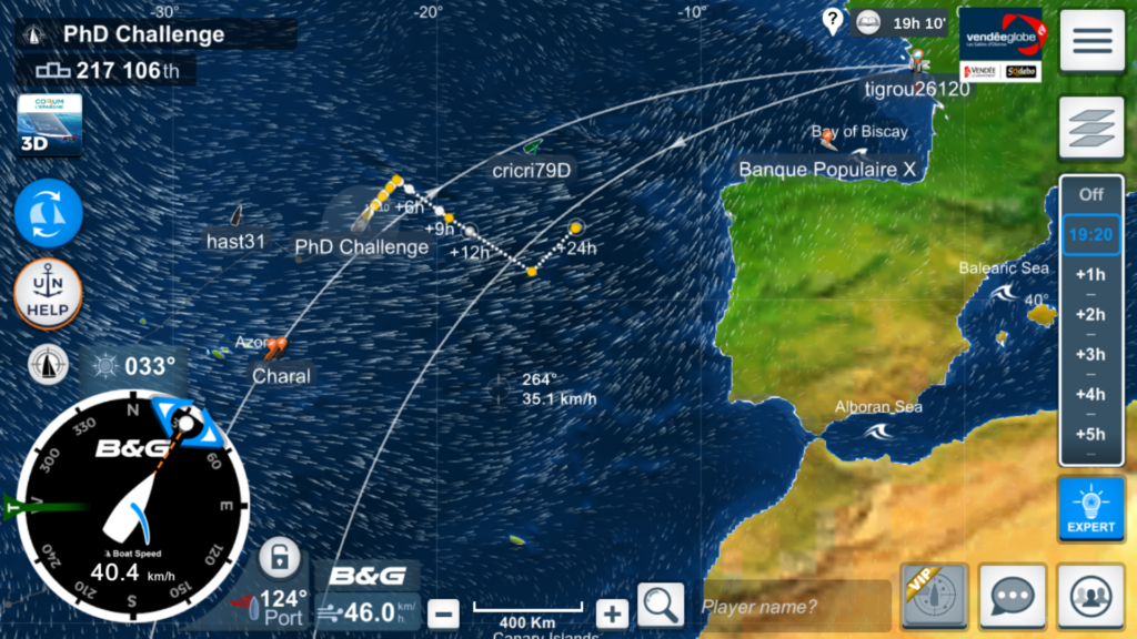 Virtual racers used real-time data to adjust their courses, manage sails and foils, etc.