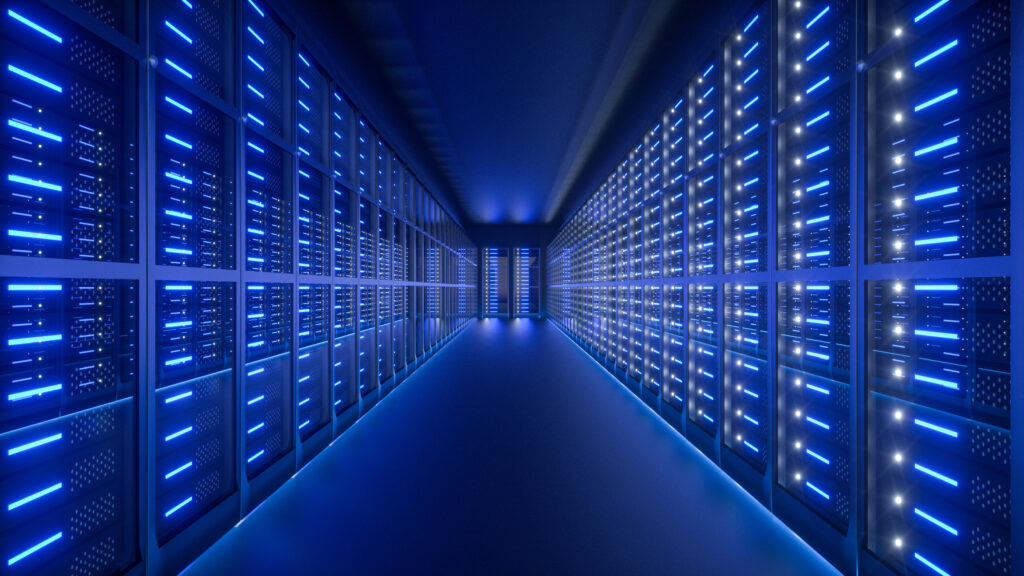 Server room interior in datacenter