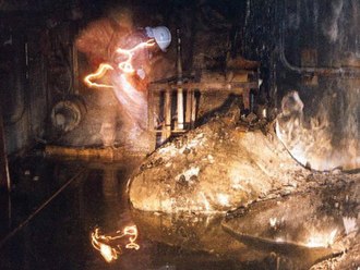 The Elephant's Foot is the nickname given to a large mass of corium and other materials formed underneath the Chernobyl Nuclear Power Plant, near Pripyat, Ukraine, during the Chernobyl disaster of April 1986