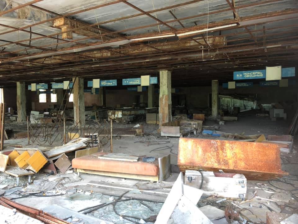 Remains of a supermarket in Chernobyl