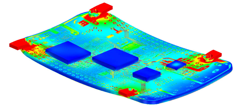 Simcenter FLOEFD Structural module simulation of a PCB.