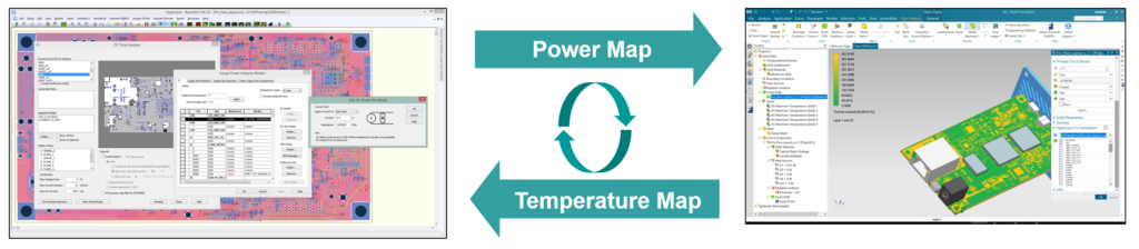 The Simcenter FLOEFD - HyperLynx co-simulation of PCB Joule heating.