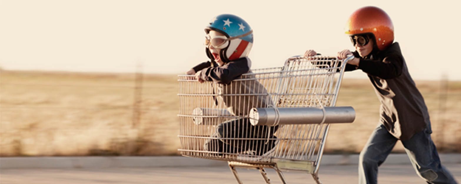 Kids playing in trolley