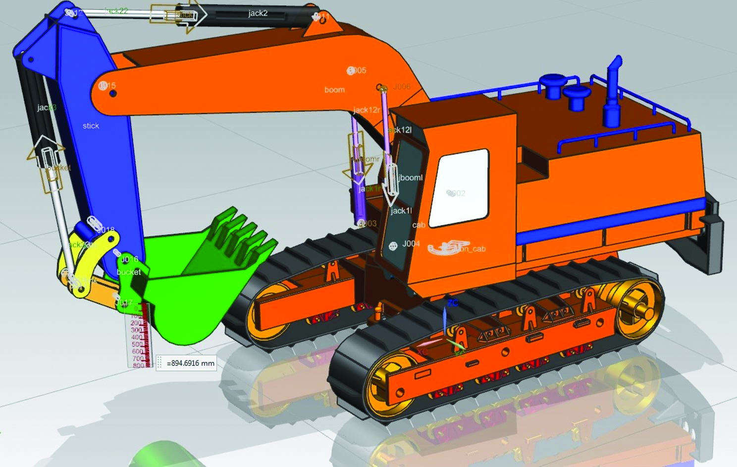 Multibody dynamics simulation of an excavator