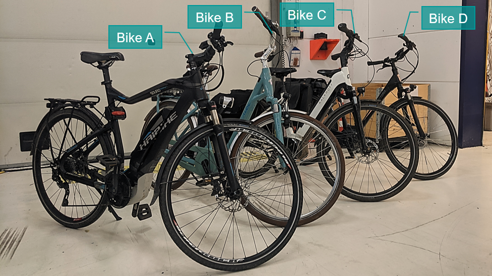 4 different e-bikes on the test
