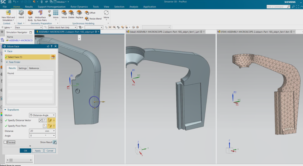 Multiple tabbed windows to see how design changes ripple across simulation model