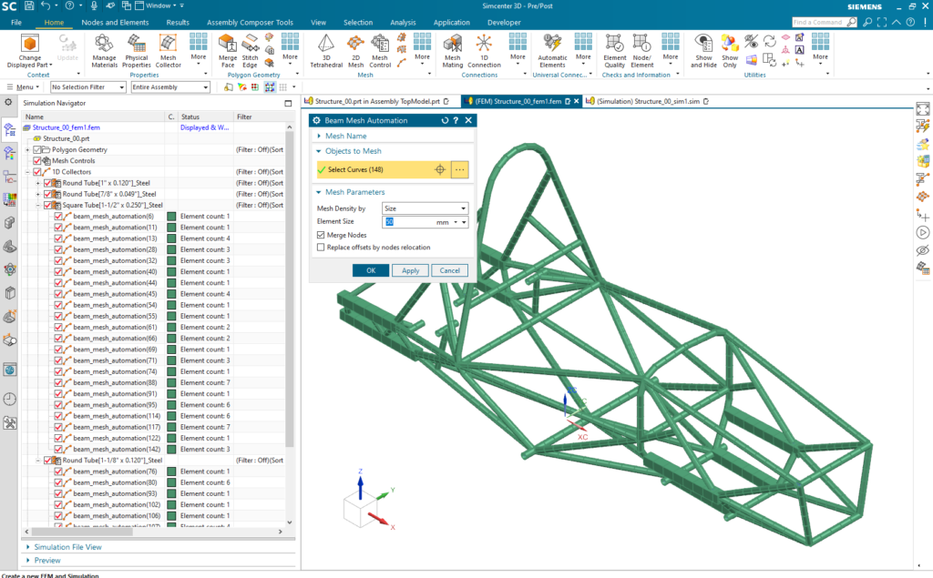 Automatically create your FE beam model in seconds with new Beam Mesh Automation in Simcenter 3D