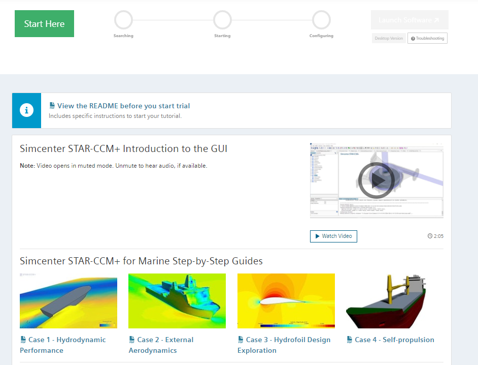 Simcenter STAR-CCM+ free trial launch page