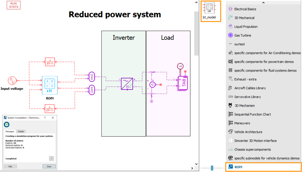 Simcenter Amesim reduced power system