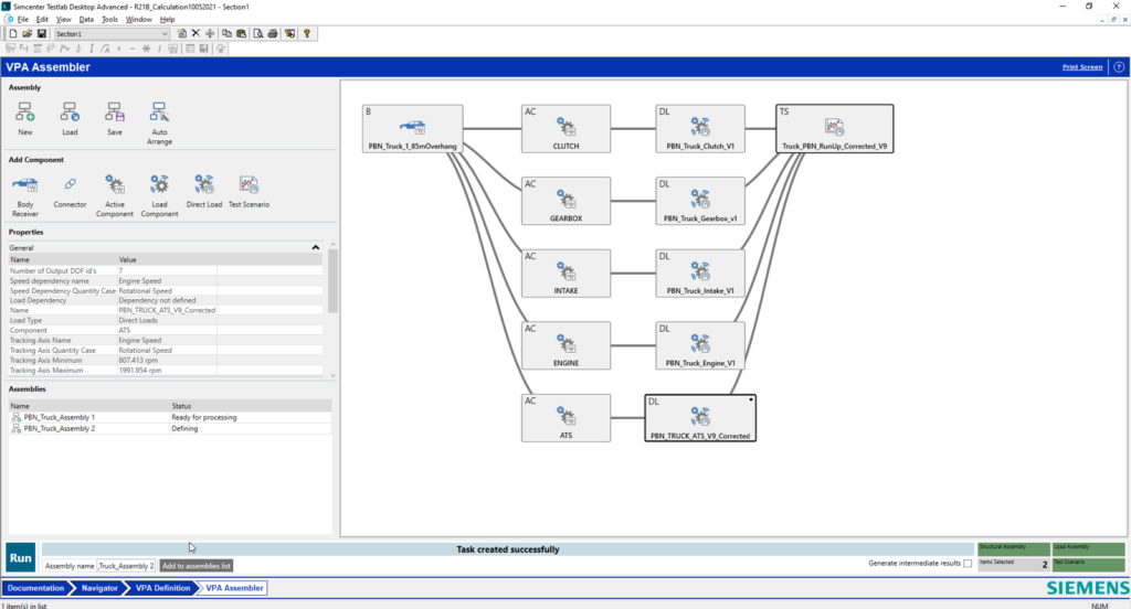 Generate an assembly out of modular component models for system NVH predictions.