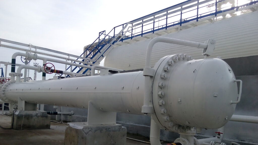 An industrial heat exchanger for oil and gas operations