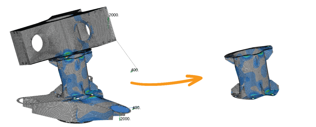 Figure 2. The middle weldment group was created by using Group -> Operations -> Generate Solids. then it was isolated by right-clicking the group name from the model info tree and selecting Show Active Group. 