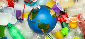 Plastic containers and globe