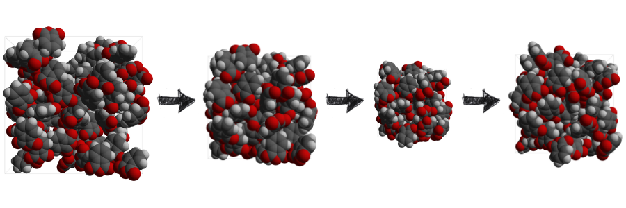 Example of a cohesive energy density (CED) molecular dynamics simulation workflow for Phthalic Anhydride with Simcenter Culgi