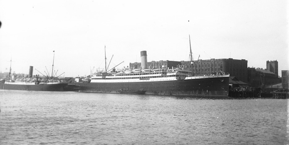 SS MEGANTIC of Liverpool at Aberdeen Wharf, Millers Point, Sydney, Photograph taken by Frederick Garner Wilkinson