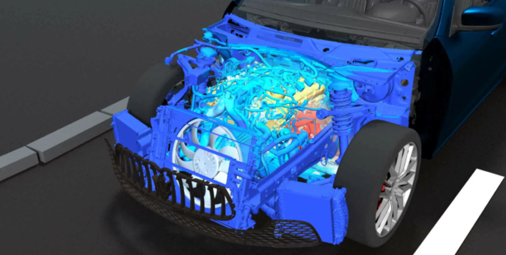 Many simulations involve complex assemblies of individual CAD parts.