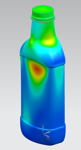 Top-load simulation result of a plastic bottle