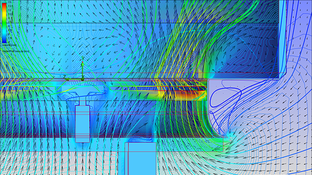 An oil and gas cooling fan and simulation. (Images courtesy of Siemens and Bronswerk Heat Transfer.)