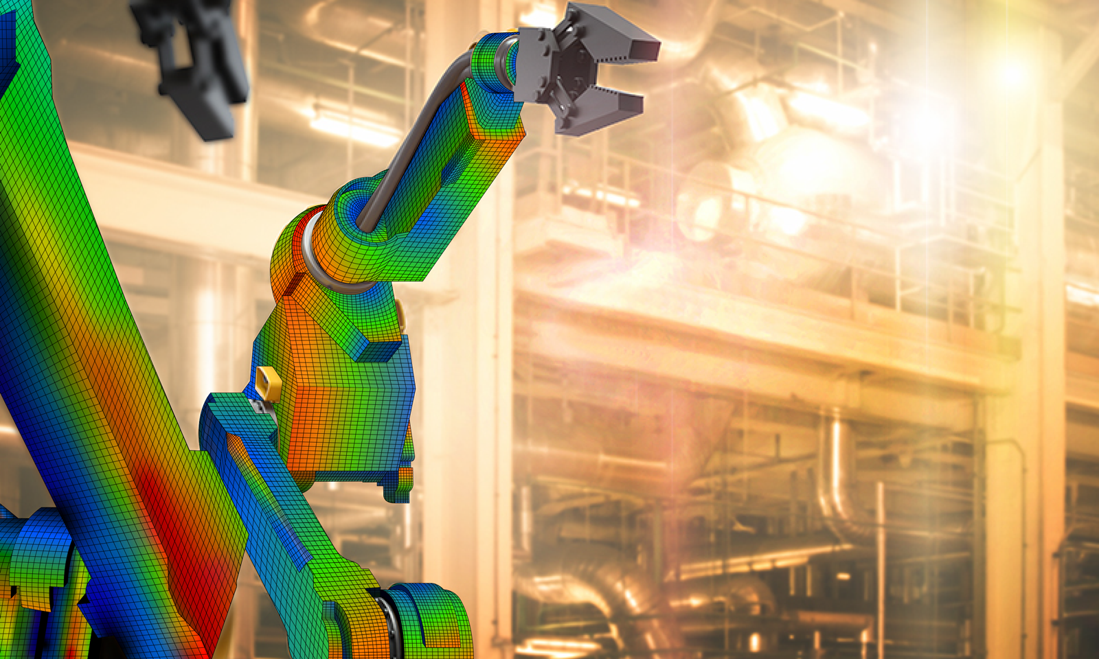 Robot arm modeled in Simcenter Femap