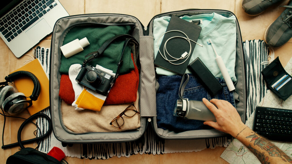 small hand baggage suitcase well organised