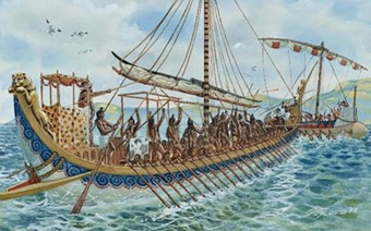 Painting of Minoan ship 1500 BC