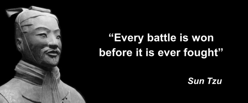 Quote from Sun Tsu: 'Every battle is won before it is even fought'