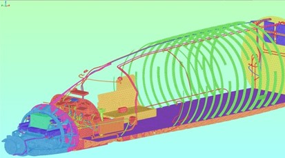 3D modeling of aircraft internal structure.