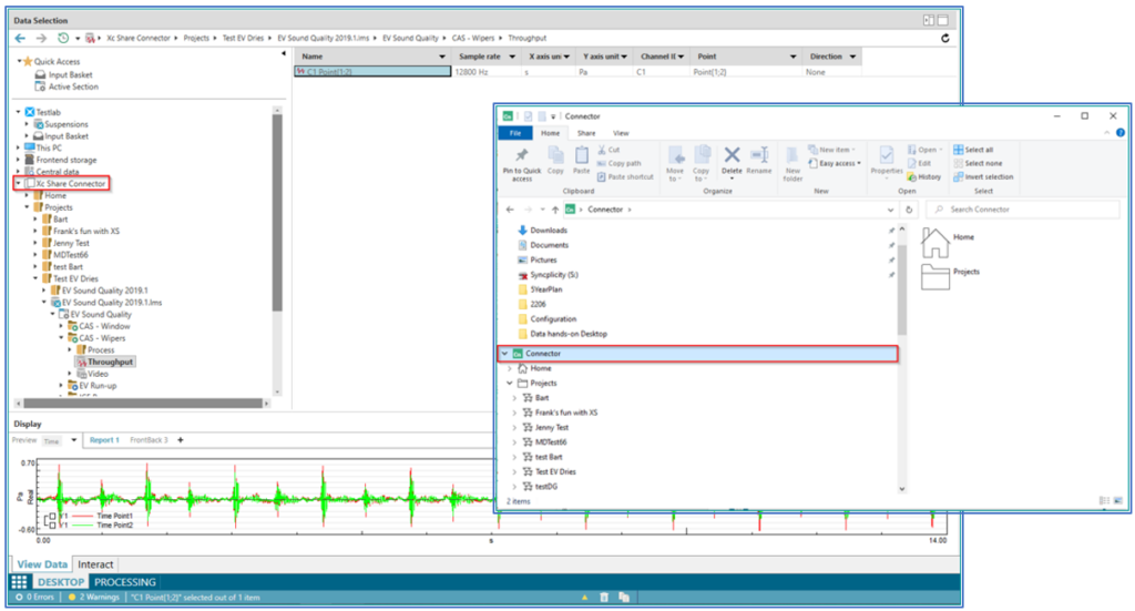 Figure 3 Direct access to Xc Share shared data from inside Simcenter Teslab Desktop
