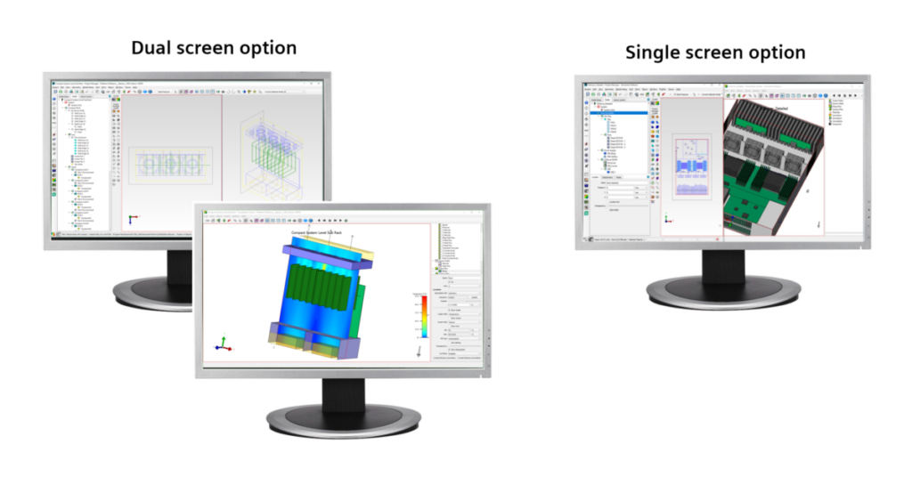 Simcenter Flotherm 2210 visualizer window separate for easier, faster electronics thermal model creation for large models with thousands of components