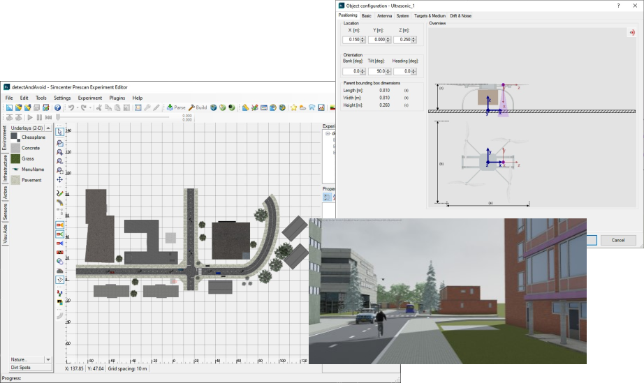 Environment creation, sensor object configuration and animation in Simcenter Prescan.
