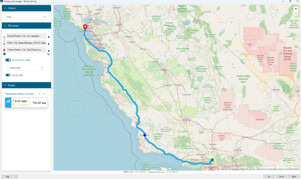 US1 route planning from Los Angeles to San Francisco