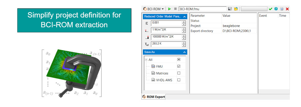 Simcenter FLOEFD 2306 BCI-ROM extraction update window with reference temperature