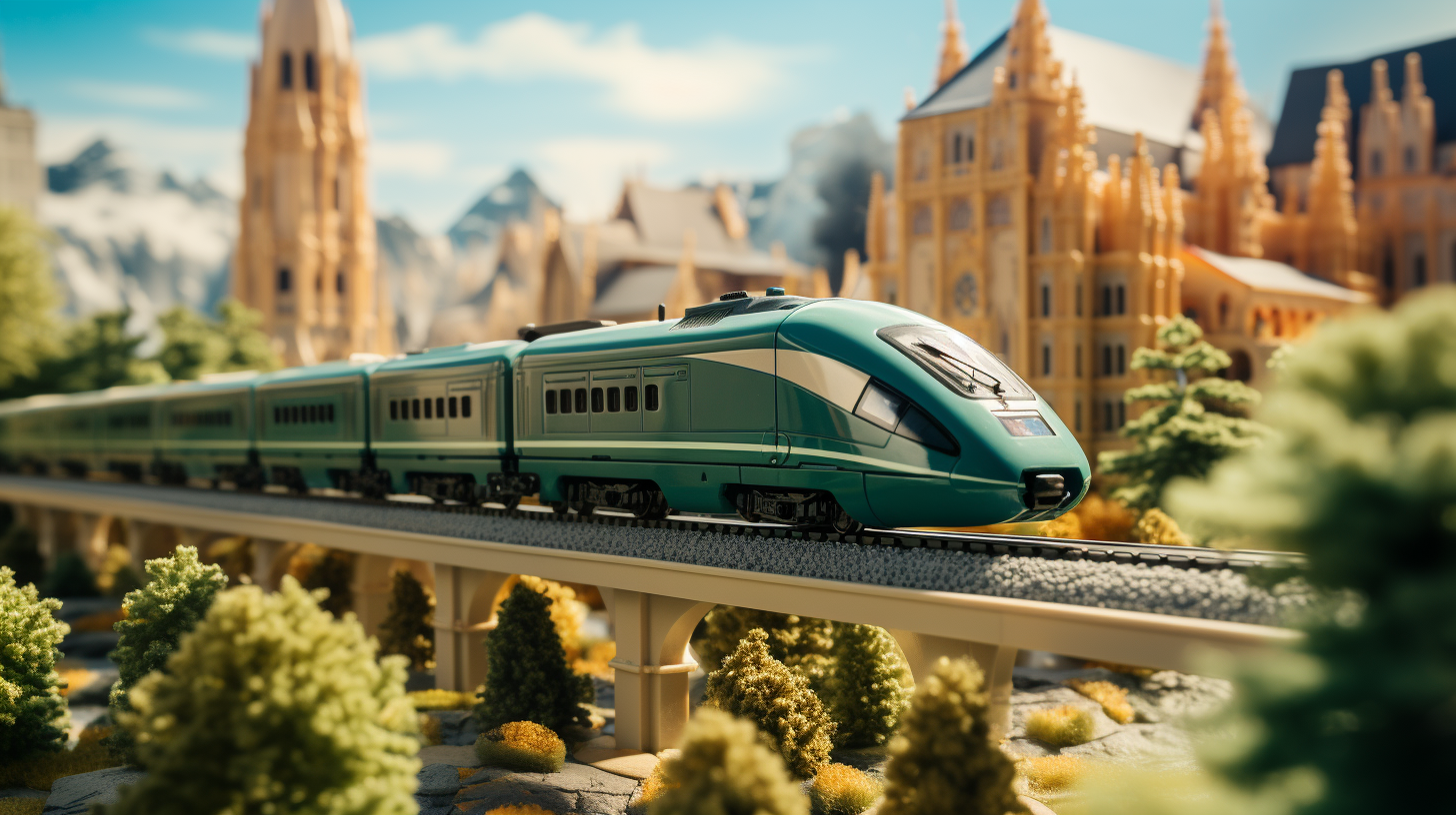 model train travels through model Munich
